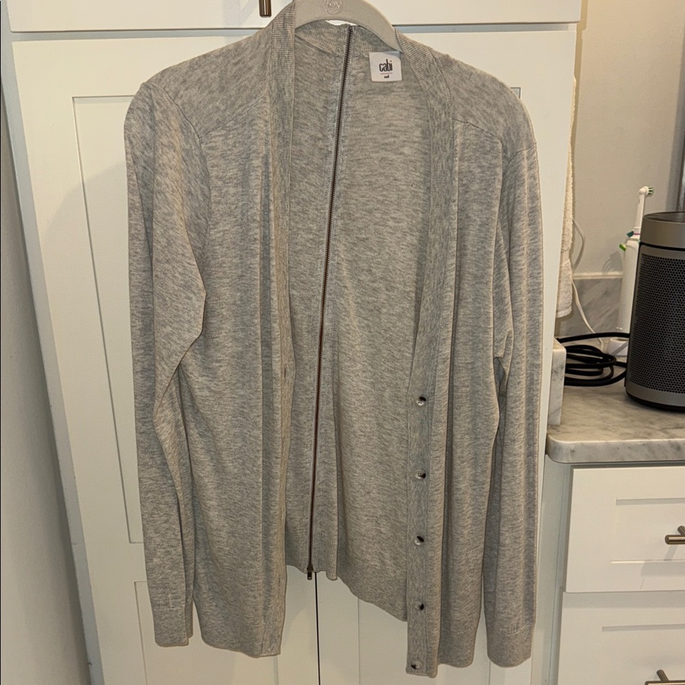 CAbi Light Gray Open-Front Cardigan
